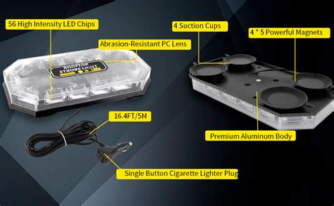 Opl Amber Led Rooftop Strobe Beacon Lights Inch High Bright