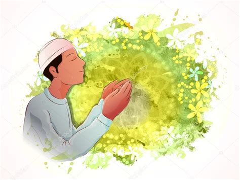 Man Praying For Islamic Festivals Stock Vector Image By