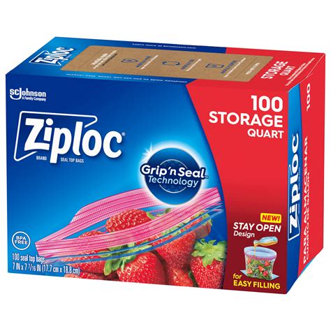 Ziploc Brand Storage Quart Bags With Grip N Seal Technology Super Mega