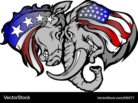 Political elephant and donkey cartoon Royalty Free Vector