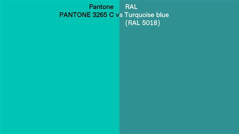 Pantone 3265 C Vs Ral Turquoise Blue Ral 5018 Side By Side Comparison