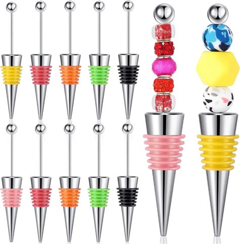 Tandefio 12 Pcs Beadable Wine Stoppers For Wine Bottles Wine Saver Bottle Stopper