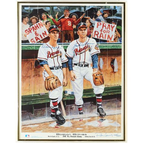 Warren Spahn Johnny Sain Signed Le Braves Custom Framed Lithogram