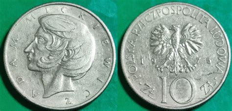 Poland 10 Zlotych 1975 Adam Mickiewicz