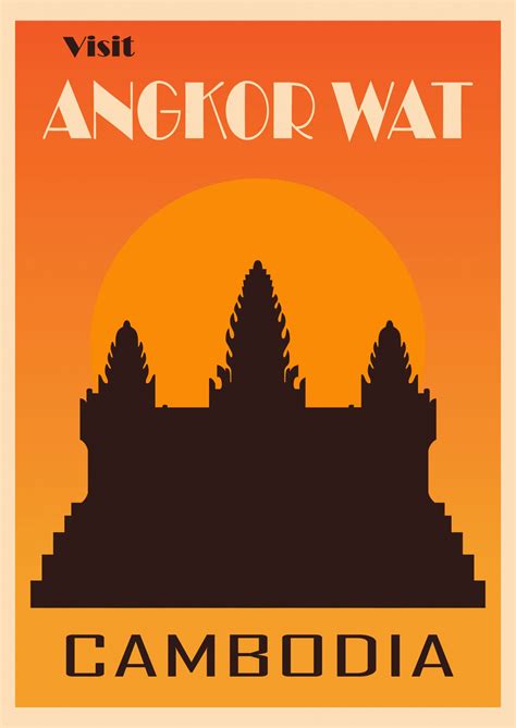 Angkor Wat, Cambodia Travel Poster Free Stock Photo - Public Domain