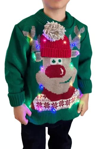 Sueter Sweater Navideño Navidad Niño Luces Led Reno Meses sin interés