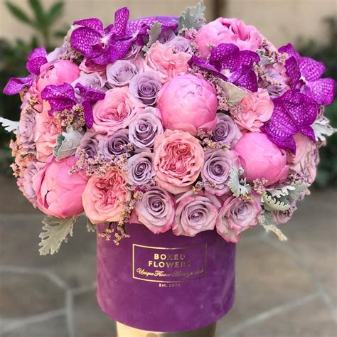 Signature purple velvet box and lush blooms in Burbank, CA | Boxed ...