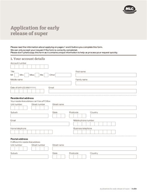 Form Au Mlc Application For Early Release Of Super Fill