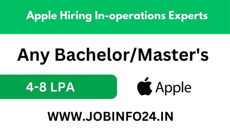 Apple Hiring In Operations Experts BCA JOBSBPO JOBS BTECH JOBS