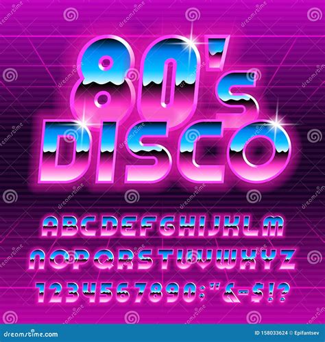 80s Disco Alphabet Font Glow Letters And Numbers Stock Vector Illustration Of Typeset Style