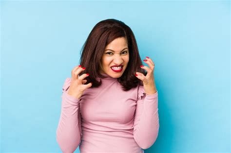 Premium Photo Middle Age Woman Upset Screaming With Tense Hands