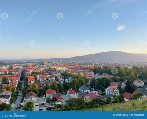 Summer Evening. View To Maribor City and Mariborsko Pohorje. Blue Sky ...