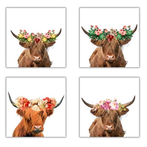 Highland Cow With Flower Crown Large Downloadable File - Etsy