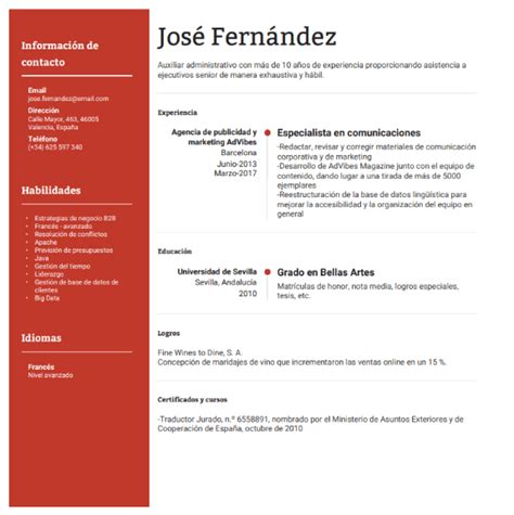 Ejemplo De Un Resume En Espanol