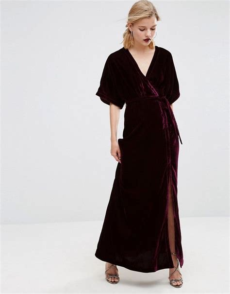 Asos Velvet Maxi Dress With Button Detail Maxis Kimono Dress Style