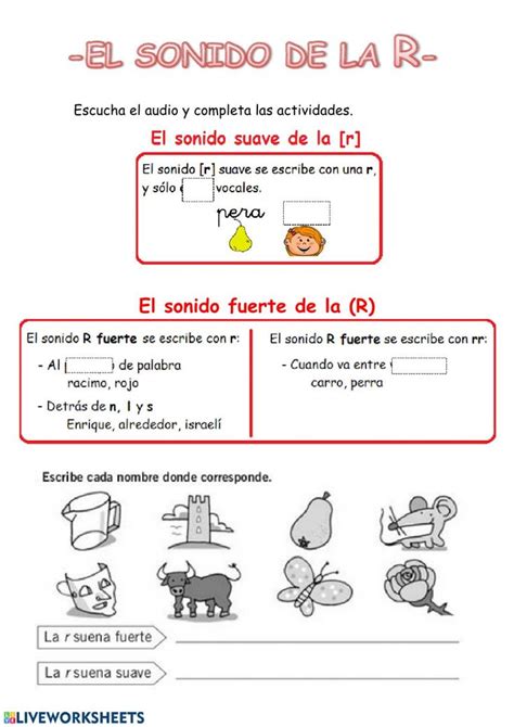 Los Sonidos De La R Worksheet Workbook Videos Tutorial School Subjects