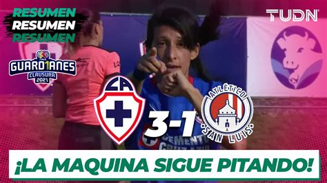 Resumen Y Goles Cruz Azul 3 1 Atl San Luis Torneo Guard1anes 2021