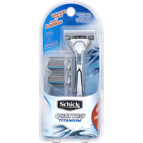 Schick Quattro Titanium Razor + Cartridges, 4 Blades, Value Pack | Shop ...