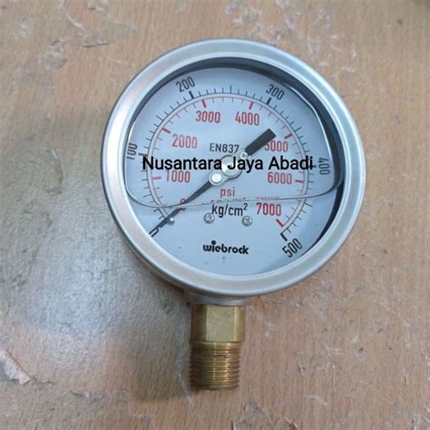 Jual Pressure Gauge Raket Bottom Stainless 4 Inchi 500 Bar 7000 Psi