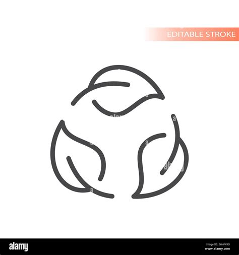 Biodegradable Or Recycled Outline Icon Leaf Circle Line Vector Symbol