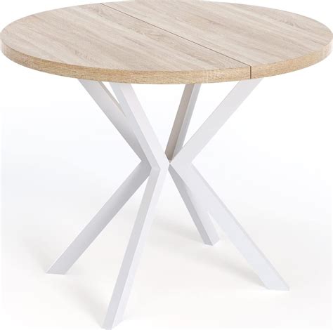 WFL GROUP Table à Manger Extensible Ronde Table Style Loft avec Blanc