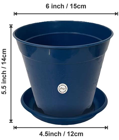 Kraft Seeds Plastic Flower Pots Blue Colour Inches Pack Of With