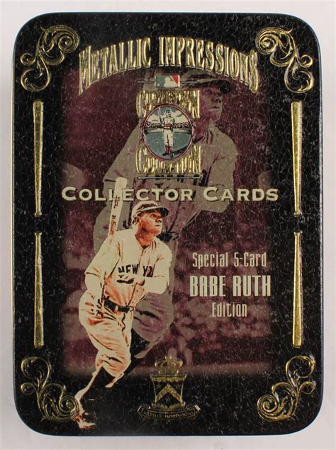 Complete Set Of 5 Babe Ruth Metallic Impressions Embossed Metal