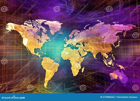 Mapa Mundial Cores Roxas Vibrantes Em Ouro Verde Apresentadas Num