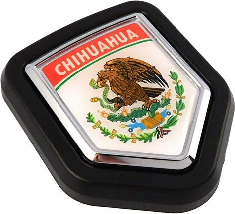 Amazon Chihuahua Mexico Flag Car Truck Black Shield Grill Badge