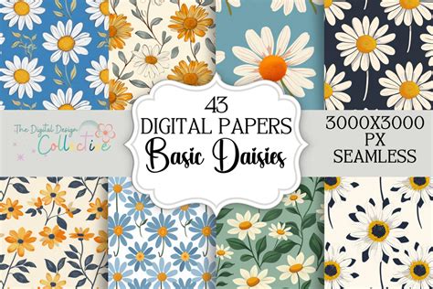 Seamless Daisy Digital Papers Bundle Graphic By Lizballew Creative