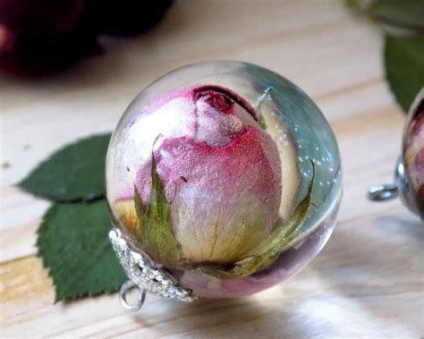 Rosebud Jewelry Pink Rose Necklace Handmade Real Rose Pressed Etsy