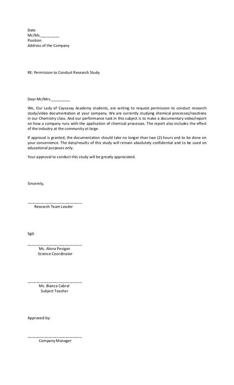 Sample Letter To Conduct Research Approval Permission Letter To Conduct Research Sample