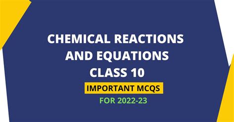 Class 10 Science Important Mcq Chemical Reaction And Equation