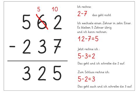 Subtraktion Art Der Durchf Hrung Des Bertrags Mathematikdidaktik