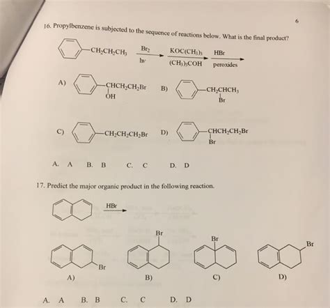 Solved Propylbenzene is subjected to the sequence of | Chegg.com