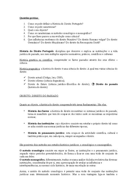 Historia II - História do Direito - Questões prévias: Como se pode definir a História do Direito