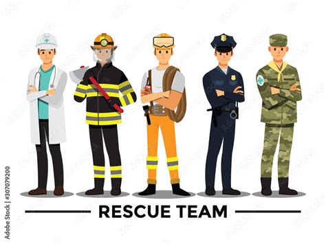 rescue team ,Vector illustration cartoon character. Stock Vector ...