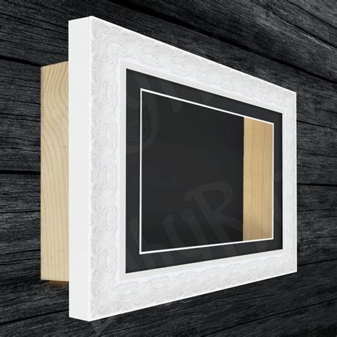 rectangle ornate white shadow deep box display frame size depth mount