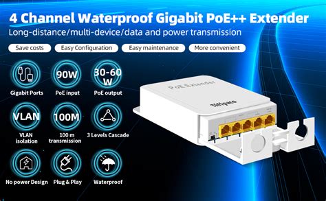 Tliffpaco Extensor PoE Gigabit Para Exteriores Repetidor PoE De 5