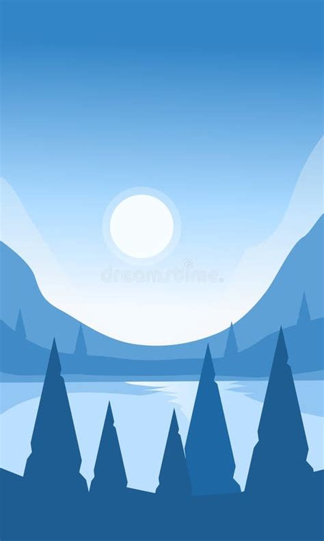 Abstract Landscape With Mountains And Firs Stock Vector Illustration