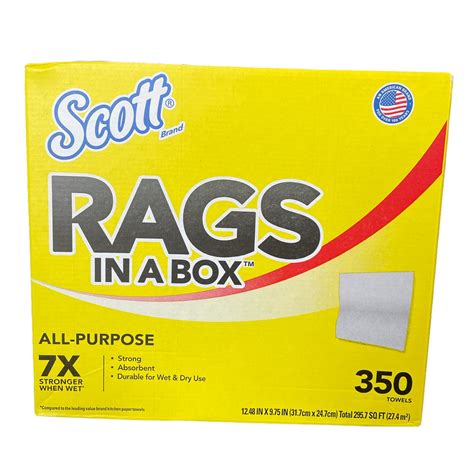 Scott All Purpose Shop Cloth Like Rags In A Box 350 Sheets