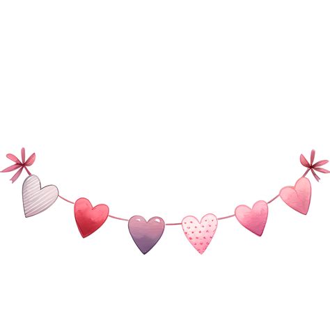 Ai Generated Valentine S Day Banner With Hearts And Garlands Png