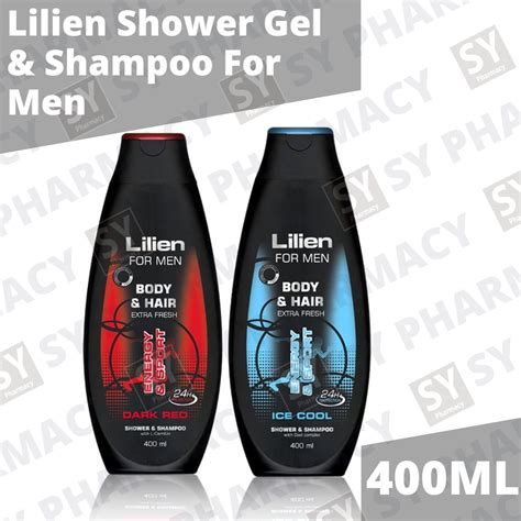 Lilien Shower Gel Shampoo For Men Dark Red Ice Cool 400ml Shopee