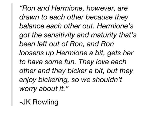 Ron & Hermione - J K Rowling | Harry potter ron and hermione, Weasley ...