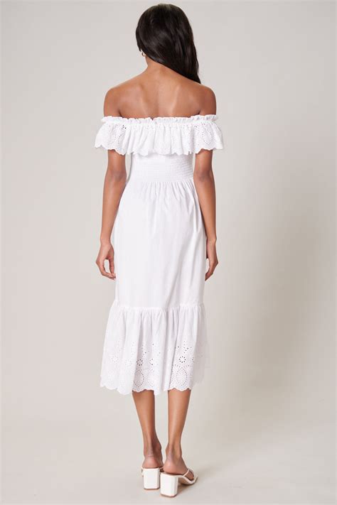 Esmeralda Smocked Eyelet Midi Dress Sugarlips