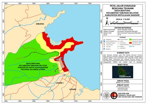 Peta Jalur Evakuasi Bencana Tsunami Di Kampung Bentung Mairokang Bentung