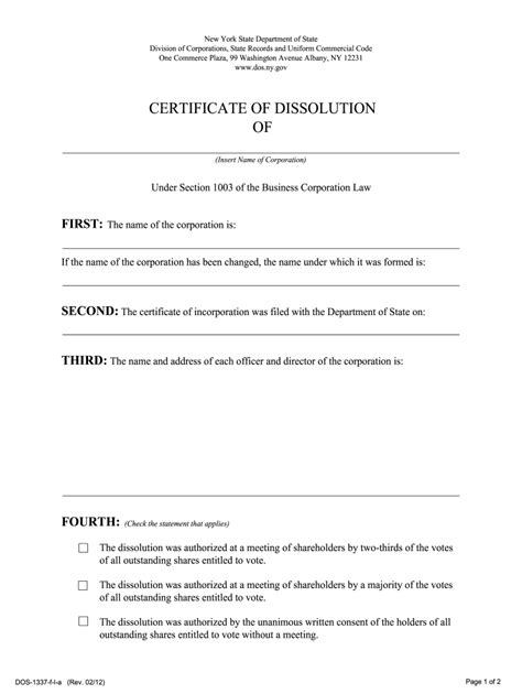 Nys Certificate Of Dissolution Fill Out And Sign Online Dochub