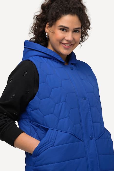 Veste Longue Matelassée Hyprar Sans Manches Jeu De Matelassages Capuche Et Fermeture à