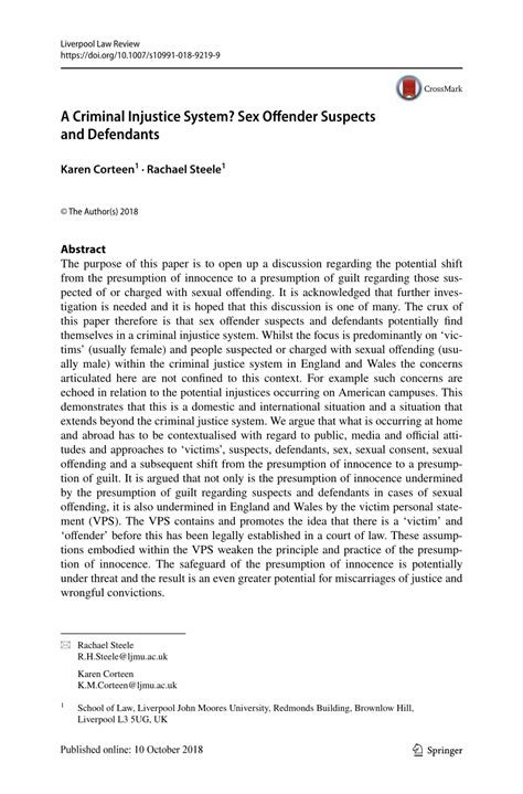 PDF A Criminal Injustice System Sex Offender Suspects And Defendants