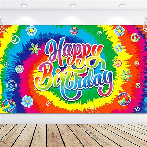 Tie Dye Birthday Banner 60 S Theme Happy Birthday Backdrop Hippie